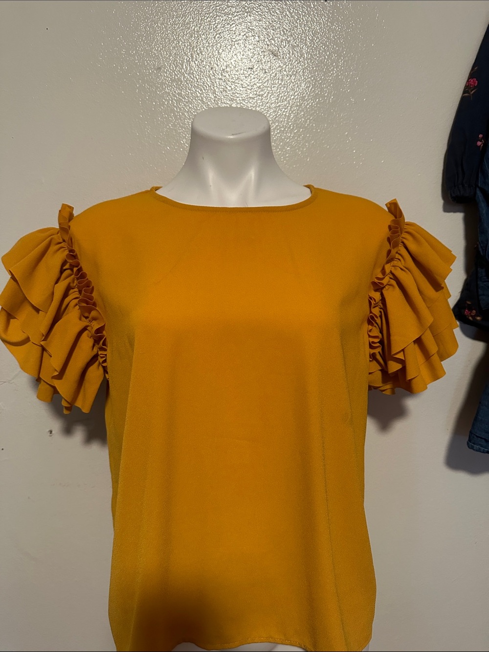 Women’s Ruffle Sleeve Blouse in Mustard Yellow
